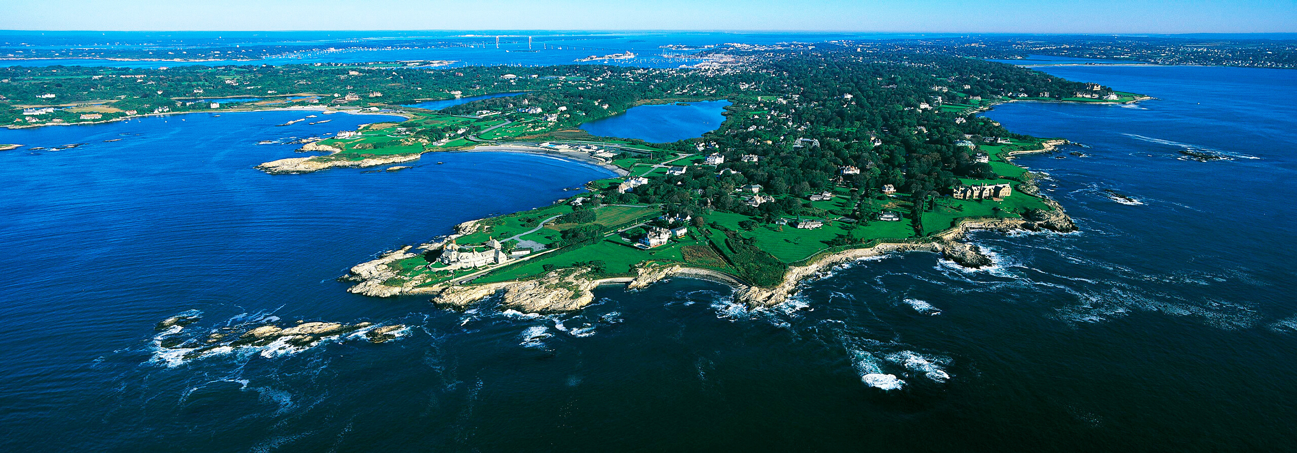 Aerial photo of mansions on Ocean Drive Newport RI